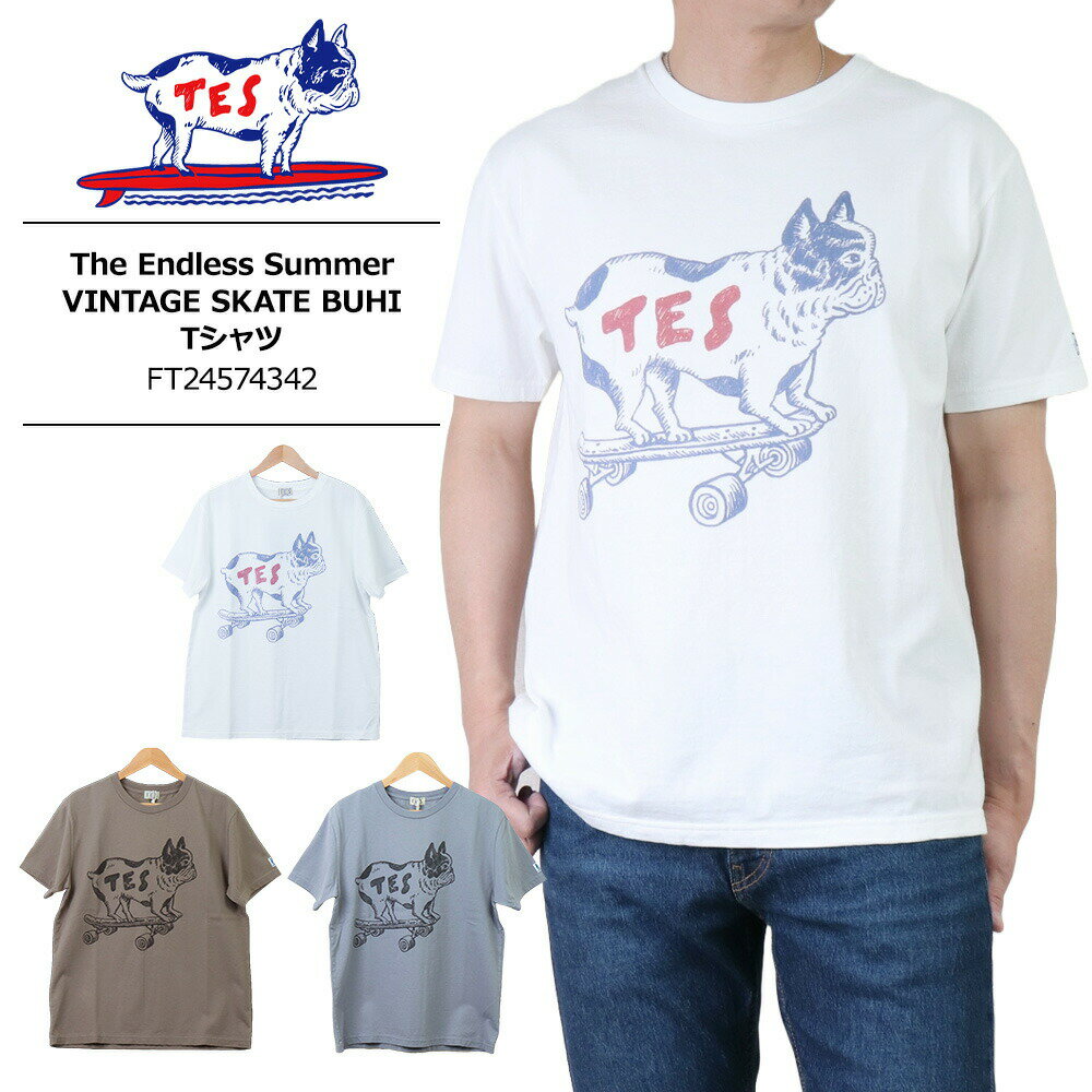 TES Tシャツ TES エンドレスサマー tes buhi エンドレスサマー TシャツThe Endless Summer TES VINTAGE SKATE BUHI T-shirts メンズ Tシャツ おしゃれ ブランド 薄手 フレブル アメカジ Tシャツ 半袖 フレンチブルドッグ スケボー 犬 FT24574342 送料無料のサムネイル