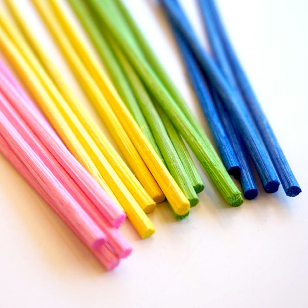 カラフルなスティックで、インテリアをオシャレに。リードディフューザー用 木製スティック5本セット(ディフューザー スティック ラタン 籐 木製 材料 素材)