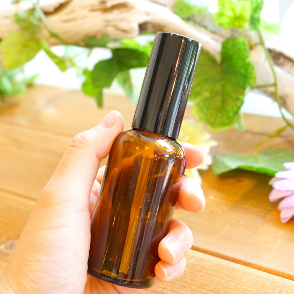 変形、変質に強い!安心のガラス製!ガラス製 遮光瓶 スプレーボトル茶色 50ml(ルームスプレー ボディミスト 香水 ボディスプレー アロマスプレー 虫除けスプ...