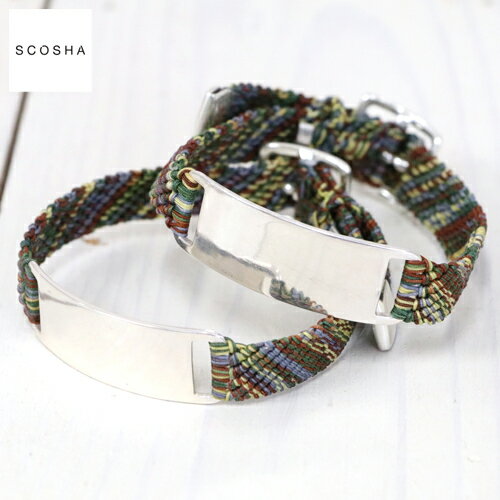 【クーポン配布中】SCOSHA (スコーシャ)『HAND WOVEN ID BRACELET』(VINTAGE FLYLINE)【smtb-KD】【sm15-17】【楽ギフ_包装】【ブラックダイア】【シルバー】【ブレスレット】