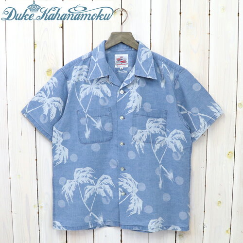 【クーポン配布中】DUKE KAHANAMOKU (デューク・カハナモク)『S/S INDIGO COTTON HAWAIIAN SHIRT-MOONLIGHT PLAMTREE』(BLUE)【正規取扱店】【smtb-KD】【sm15-17】【楽ギフ_包装】【楽ギフ_包装】【コットン】【ハワイアンシャツ】【アロハシャツ】