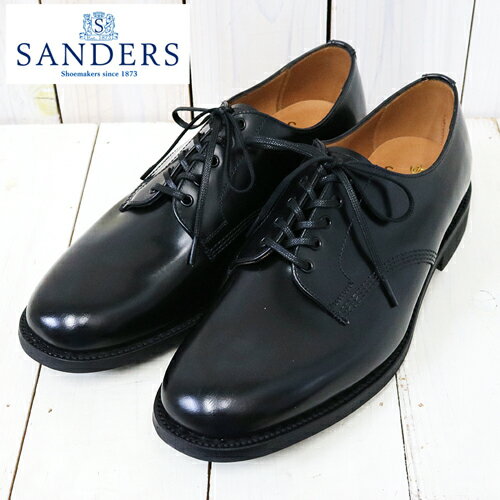 楽天Reggie Shop【クーポン配布中】SANDERS （サンダース）『Officer Shoe』（Black）【正規取扱店】【smtb-KD】【sm15-17】【楽ギフ_包装】【オフィサーシューズ】【プレーントゥ】【ポリッシュドレザー】