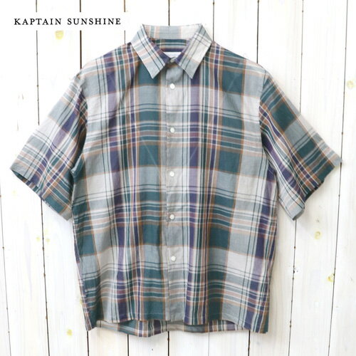 Kaptain Sunshine (キャプテンサンシャイン) : Gauze Plaid Plain SS Shirt (FOREST PLAID)【正規取扱店】【smtb-KD】【sm15-17】【楽ギフ_包装】【スーピマコットン】【コットンガーゼチェック】【プレーンハーフスリーブシャツ】（楽天・Reggie Shop）