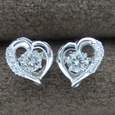 ダンシングストーン ダイヤモンド　ハートピアス　ダイヤモンド0.20ct×0.04ct　ホワイトゴールド　プラチナもご用意できます（69700円+税）