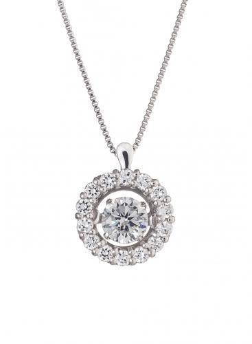 ダンシングストーン ダイヤモンド 揺れる 一粒 ネックレス Dancing Stone ペンダント 中石0.30ct脇石0.20ct