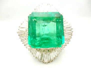Pt900×エメラルド(コロンビア産)15.6ct×ダイヤモンド合計3.76ct プラチナ リング レディース ジュエリー 極極稀