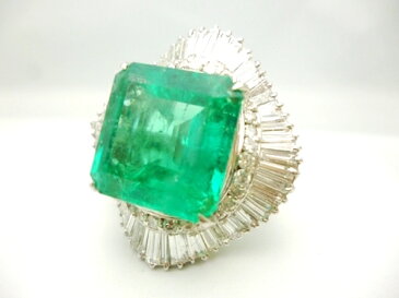 Pt900×エメラルド(コロンビア産)15.6ct×ダイヤモンド合計3.76ct プラチナ リング レディース ジュエリー 極極稀