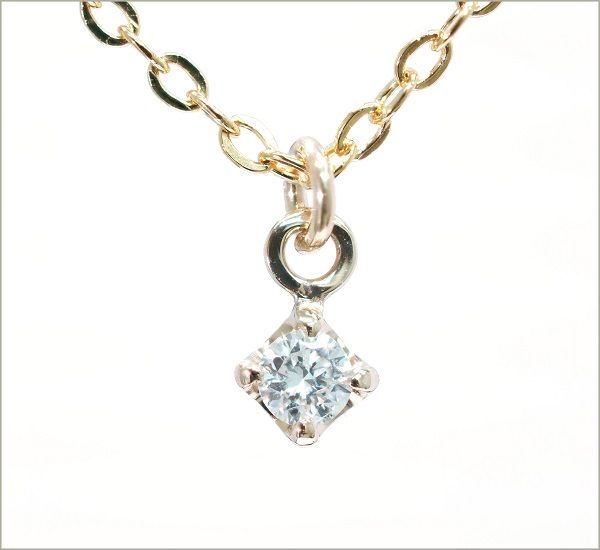 乐天商城 - 10KYG 10金 ネックレス ダイヤモンド ネックレス ネックレス アクセサリー レディース ネックレス レディース ジュエリー 1粒 ダイヤ ネックレス プレゼント 【刻印あり】
