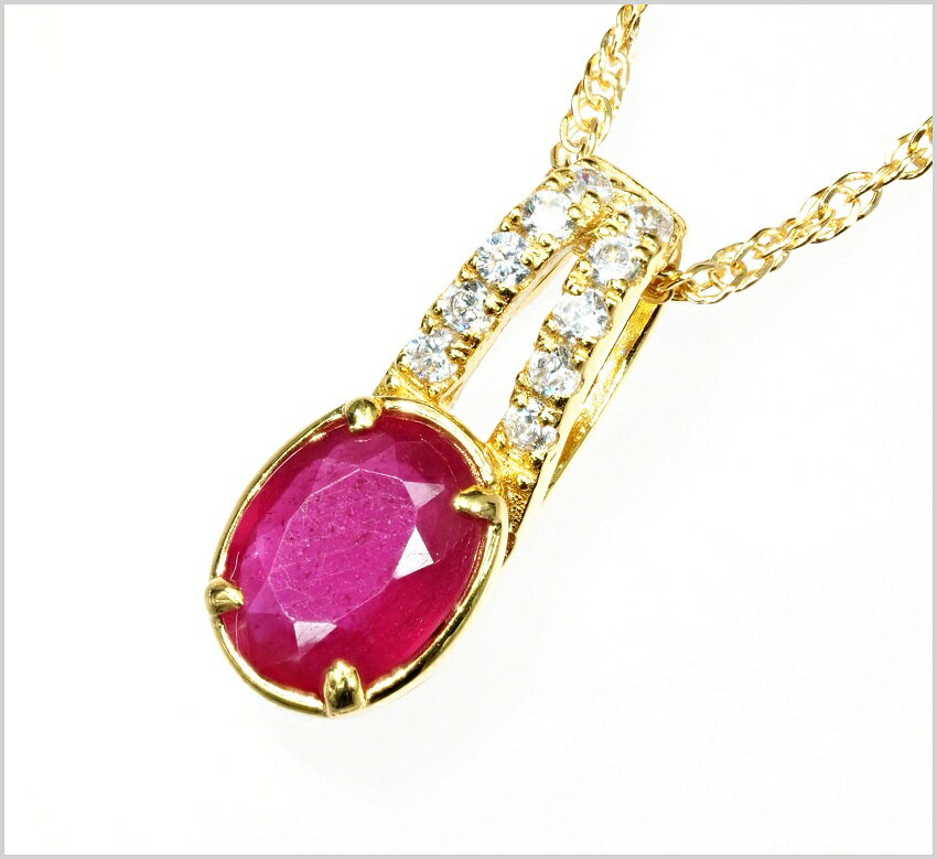 Ruby - 天然石ネックレス 誕生石 ネックレス ルビーネックレス アクセサリー ネックレス ゴールド ネックレス レディースジュエリー 大粒 ルビー 7月誕生石 天然石 レディース ネックレス クリスマス プレゼント 【選べる長さ 40cm・45cm】