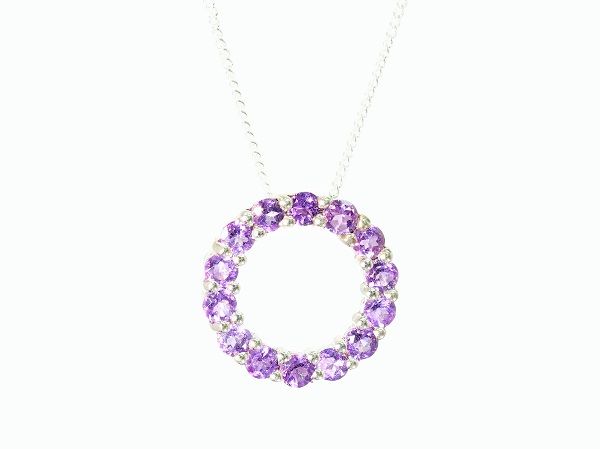 Amethyst - 誕生石 ネックレス アクセサリー アメジスト ネックレス 天然石ネックレス レディースジュエリー 2月誕生石 レディースネックレス プレゼント リングネックレス 【選べる長さ 40cm・45cm】