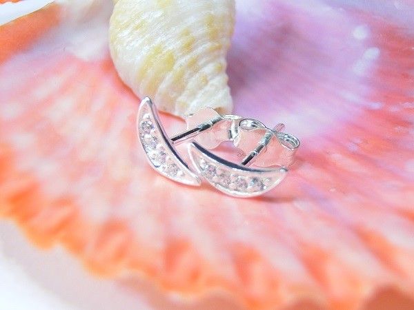 Rakuten - シルバー925 ジルコニア ピアス ムーンピアス ムーンデザイン レディース ピアス SV925 ピアス 月 デザイン CZダイヤ キュービックジルコニア アクセサリー レディース ジュエリー 誕生日 クリスマス プレゼント メール便送料無料