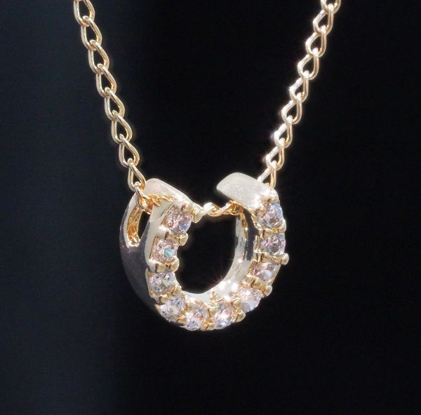 Cubic Zirconia - ダイヤモンド ジルコニアネックレス アクセサリー ゴールド ネックレス レディース ネックレス CZ キュービックジルコニア 蹄 デザインネックレス プレゼント 【ダイヤモンドに匹敵する輝きがここに】