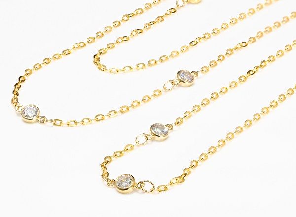 Cubic Zirconia - CZ ダイヤモンド ネックレス ジルコニア ゴールド ネックレス スプリンクル ロングネックレス アクセサリー レディース ネックレス キュービックジルコニア デザインジュエリー 【ダイヤモンドに匹敵する輝きがここに】 ss