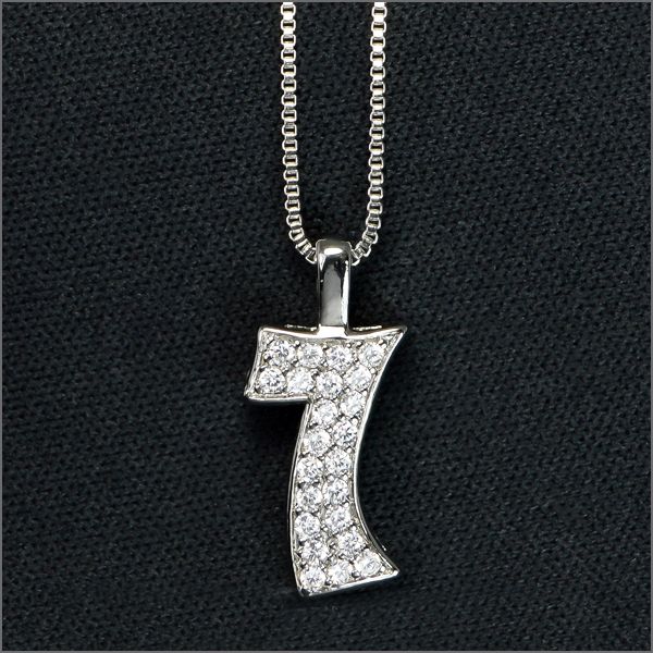 乐天商城 - ナンバーネックレス ダイヤモンド CZ ネックレス ジルコニア ネックレス アクセサリー メンズ ネックレス レディース ネックレス ユニセックス ロングチェーン キュービックジルコニア ナンバー 7 デザイン アジャスター付き 【ダイヤモンドに匹敵する輝きがここに】