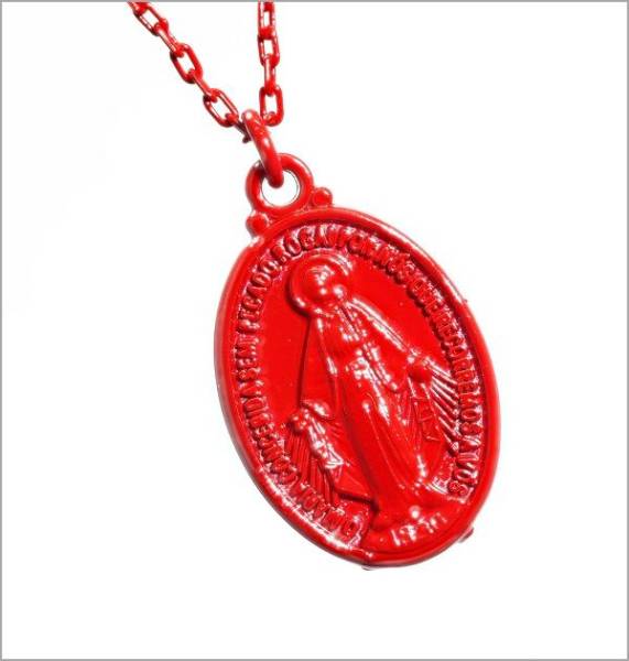 乐天商城 - マリアメダイ ネックレス レッド メンズ ネックレス メンズ アクセサリー 45cmチェーン キリスト メール便送料無料