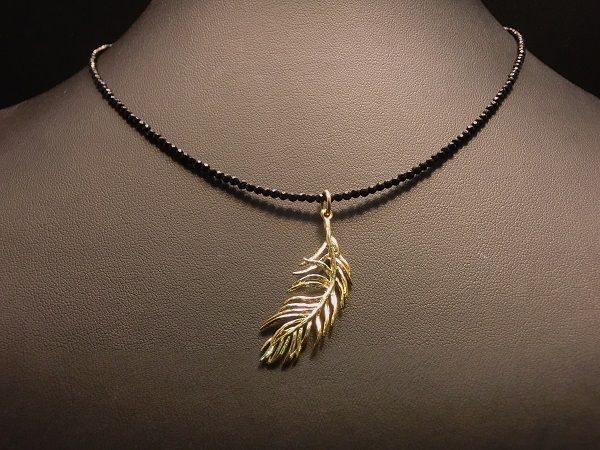 Rakuten - フェザー ネックレス メンズ ネックレス オニキス チェーン ゴールド ネックレス 羽 デザイン ネックレス men's アクセサリー アジャスター付き