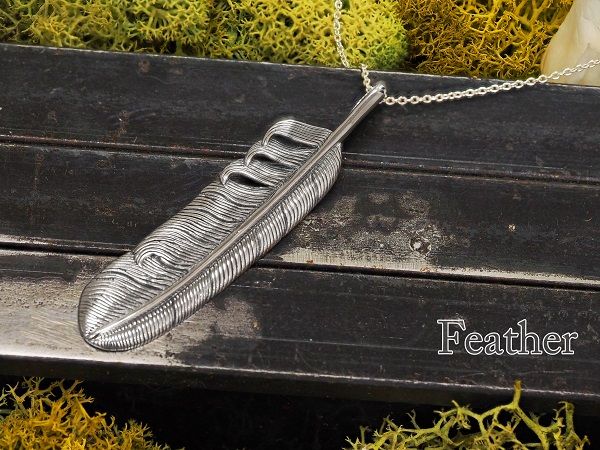 SV925 ネックレス 特大 フェザー ネックレス アクセサリー メンズ ネックレス シルバー men's 羽根 デザイン ネックレス プレゼント 45cmチェーン