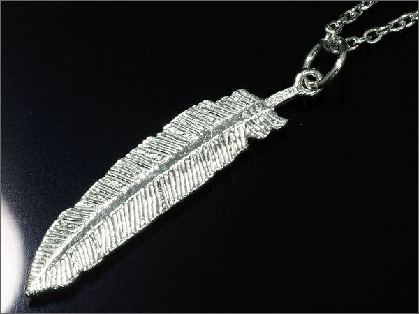 SV925 ネックレス フェザー ネックレス アクセサリー メンズ ネックレス シルバー men's 羽根 デザイン ネックレス プレゼント 45cmチェーン 【刻印あり】 Mサイズ 3