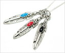 フェザー ネックレス メンズ ネックレス 3羽 トップ ネックレス アクセサリー 45cmチェーン men's シルバーチェーン 【取り外し可能】(4)