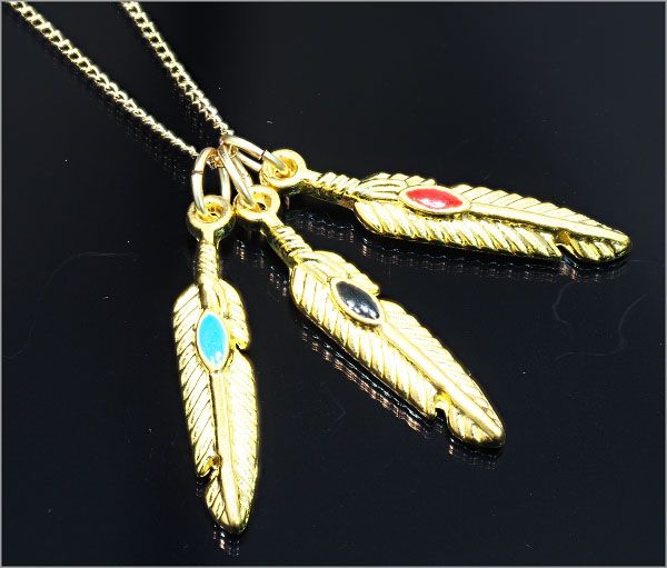 乐天商城 - フェザー ネックレス ゴールド ネックレス メンズ ネックレス 3羽 トップ ネックレス アクセサリー 45cmチェーン men's 【取り外し可能】