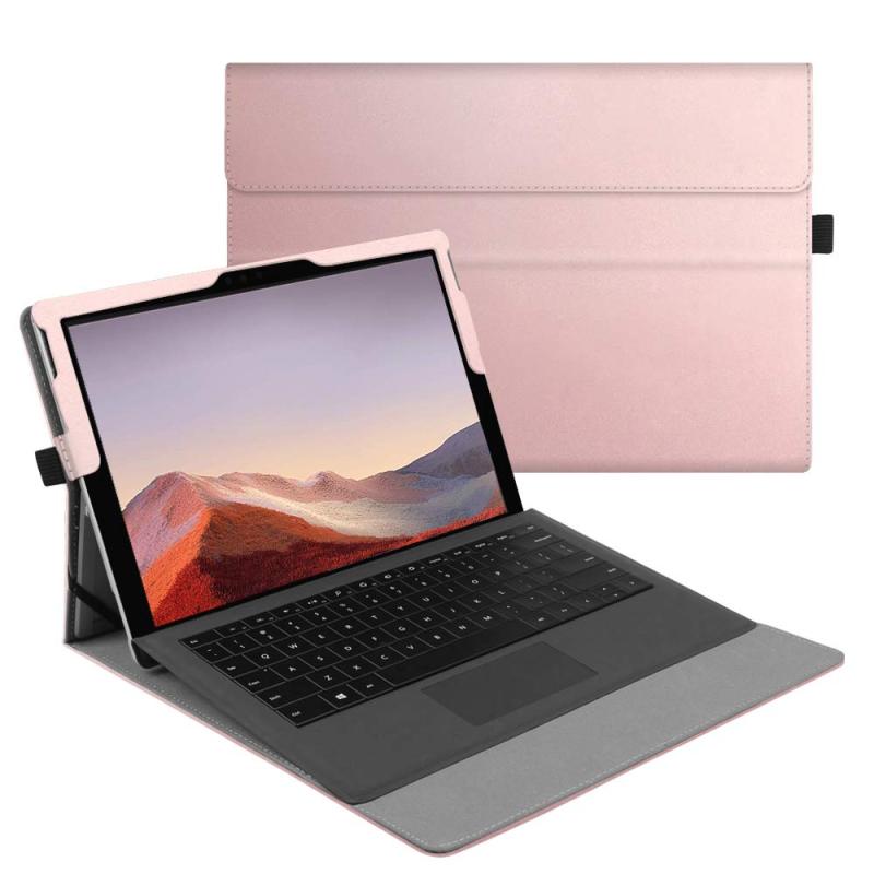 Fintie for Microsoft Surface Pro 7 Plus 2021/ 7/ 6 / 5 2017 / 4 / 3 ケース 専用スタンドカバー 薄型 軽量 ペンホルダー付き マルチ視角 合成皮革保護ケース(ローズゴールド)