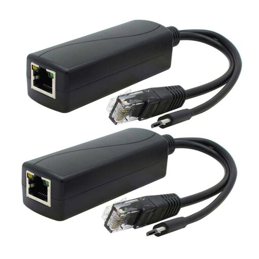 ANVISION 2パックギガビットPoEスプリッター、48V〜5V 2.4AマイクロUSBイーサネットアダプター、Raspberry Pi 3B +、IPカメラなど ANVISION 2パックギガビットPoEスプリッター、48V〜5V 2.4AマイクロUSBイーサネットアダプター、Raspberry Pi 3B +、IPカメラなど