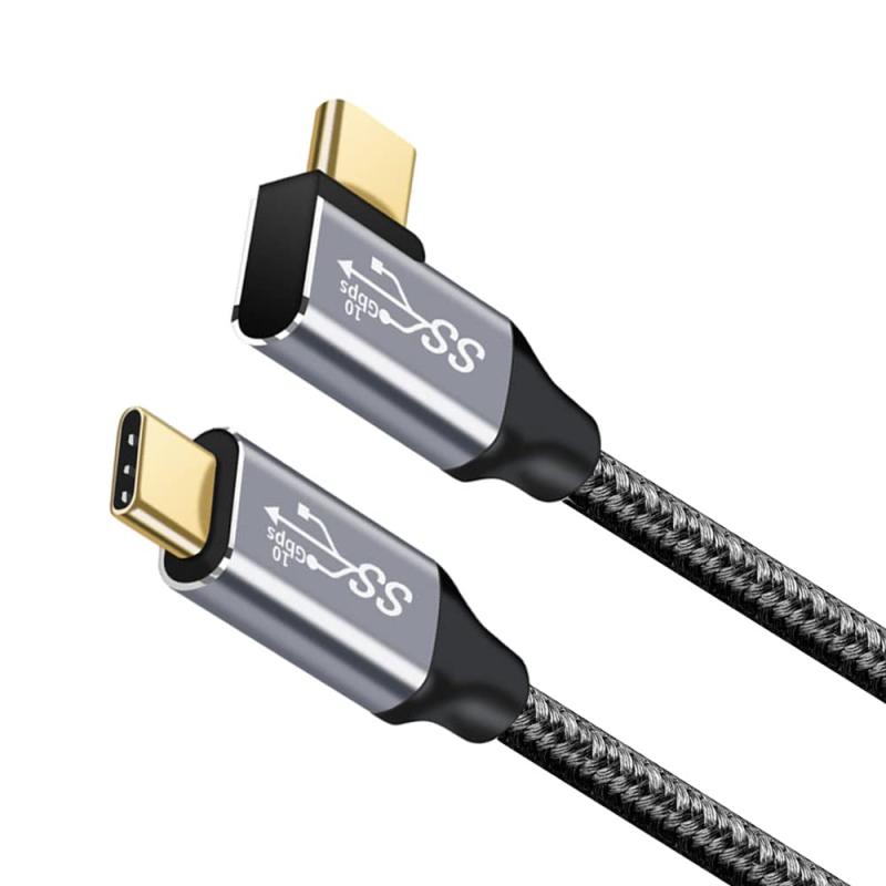 USB type C ケーブル L字 タイプc 充電 USB3.1 Gen2(10Gbps) 100W PD急速充電 4K / 60Hz映像出力 ナイロン編みMacBook、Pad、Surface、Switch、Xperia、Galaxy、Pixel等T