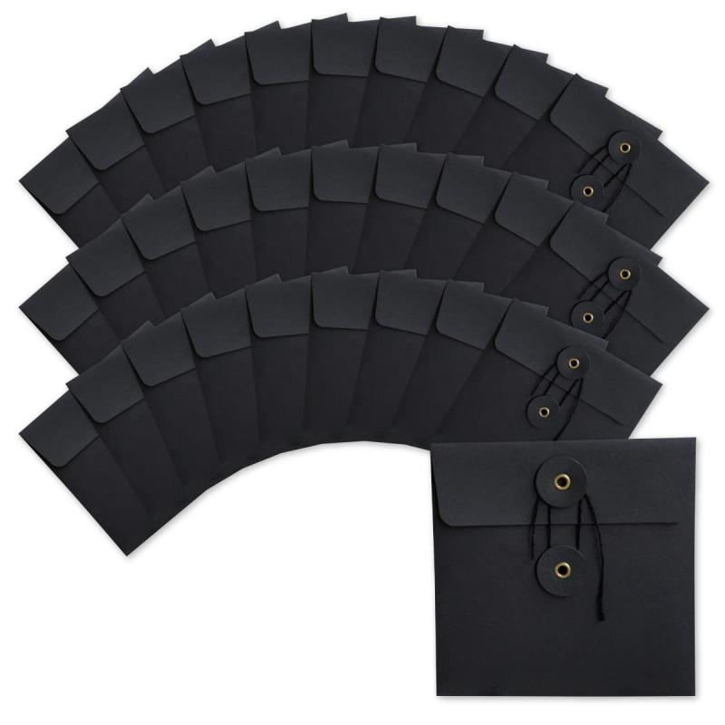 ENN LLC ディスクケース クラフト 紙 CD ケース ハトメ紐付 無地 厚紙 13x13cm DVD ブルーレイ