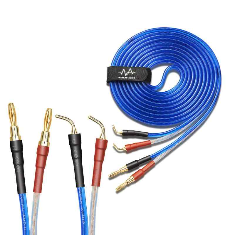 【バナハリ/シングル】 青 1本販売 単品 【バナナプラグ加工済】 24k金メッキ 純銅プラグ スピーカー ケーブル 完成品ハンダ済み By WYVERN AUDIO (バナナプラグ⇔針プラグ)