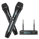 JAMELO ワイヤレスマイク 金属デュアルUHF ダイナミックマイク コードレス 6.35mmオーディオケーブル付き ハンドヘルドマイク システム(UHF 60M範囲)(2)
