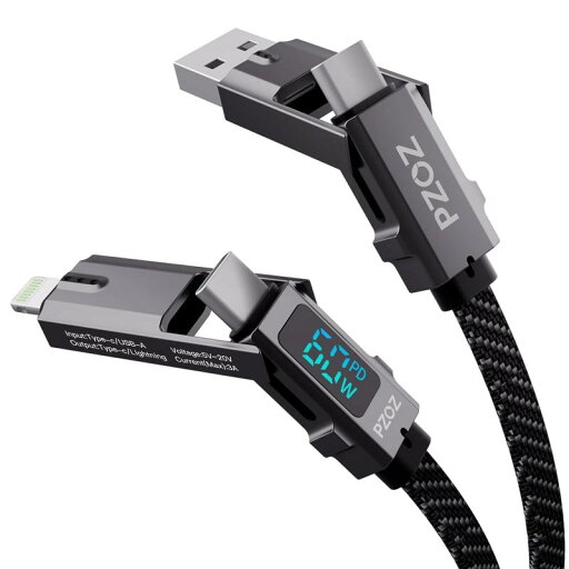 PZOZ 充電ケーブル 4in1 LEDディスプレイ 1.5m PZOZ 充電ケーブル 4in1 LEDディスプレイ 1.5m