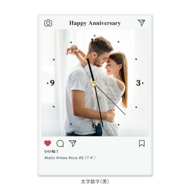 アクリル時計 A4サイズ 297×210mm 【SNS】Re:ID 写真入り プレゼント 写真 時計 誕生日 記念日 カップル プレゼント 名入れ 送料無料 フォトフレーム インスタ ギフト ホワイトデー アクリルアート アクリル板 壁掛け時計 ウォールアート