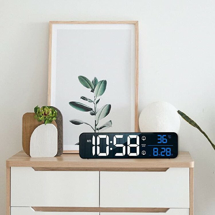 デジタル時計 置き時計 目覚まし時計 LEDデジタル時計 USB充電式 音声感知 アラーム スヌーズ機能 卓上 時間表示 5段階明るさ調節(3)