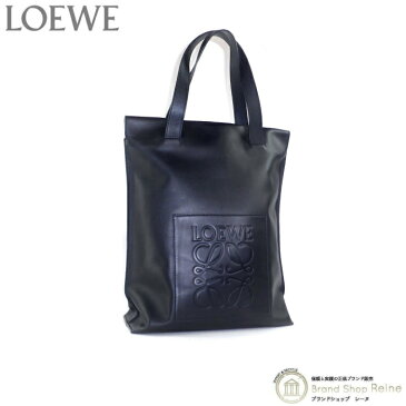 ロエベ (LOEWE) SHOPPER BAG アナグラム 縦長 レザー トート 330.54NK01 ブラック×ブラック【中古】