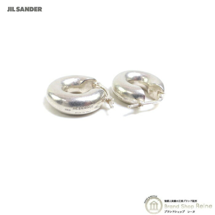楽天ブランドショップ　Reine【2000円OFFクーポンでお得！】ジルサンダー （JIL SANDER） フープ ロゴ ピアス J11VG0003 シルバー【新品】