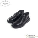 プラダ （PRADA） レザー チャッカ ブーツ アンクル 靴 メンズ シューズ #7 ブラック【中古】