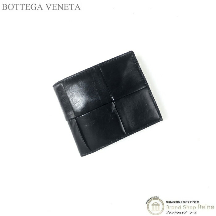 ボッテガヴェネタ 二つ折り財布（メンズ） ボッテガ ヴェネタ （BOTTEGA VENETA） マキシイントレ コンパクト 二つ折り 財布 690964 ブラック メンズ 【新品】