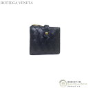 ボッテガ ヴェネタ (BOTTEGA VENETA) イントレチャート ミニウォレット 二つ折り 財布 600270 ブラック【美品】 中古