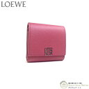 ロエベ （LOEWE） アナグラム コンパクト フラップ ウォレット 二つ折り 財布 C821L57X01 プラムローズ【中古】