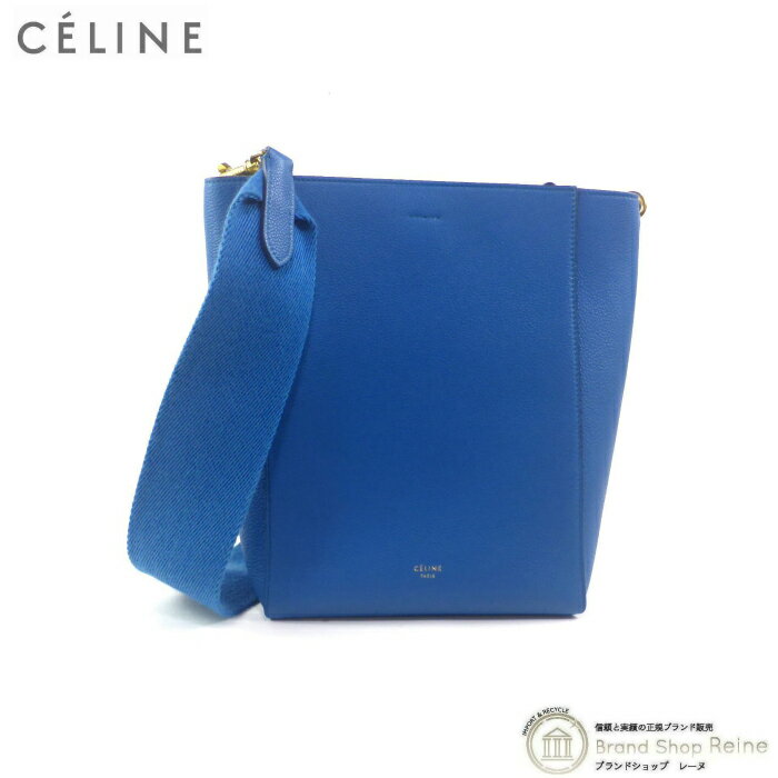 【クーポン利用で値引き！】セリーヌ （CELINE） サングル バケット スモール ショルダー バッグ 17830 Teel Blue 旧ロゴ【新品同様】 ..