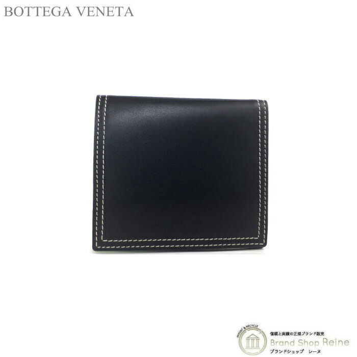 ボッテガ・ヴェネタ 二つ折り財布（メンズ） ボッテガ ヴェネタ （BOTTEGA VENETA） バイカラー 二つ折り コンパクト 財布 576436 ネロ×カーキ メンズ【新品】