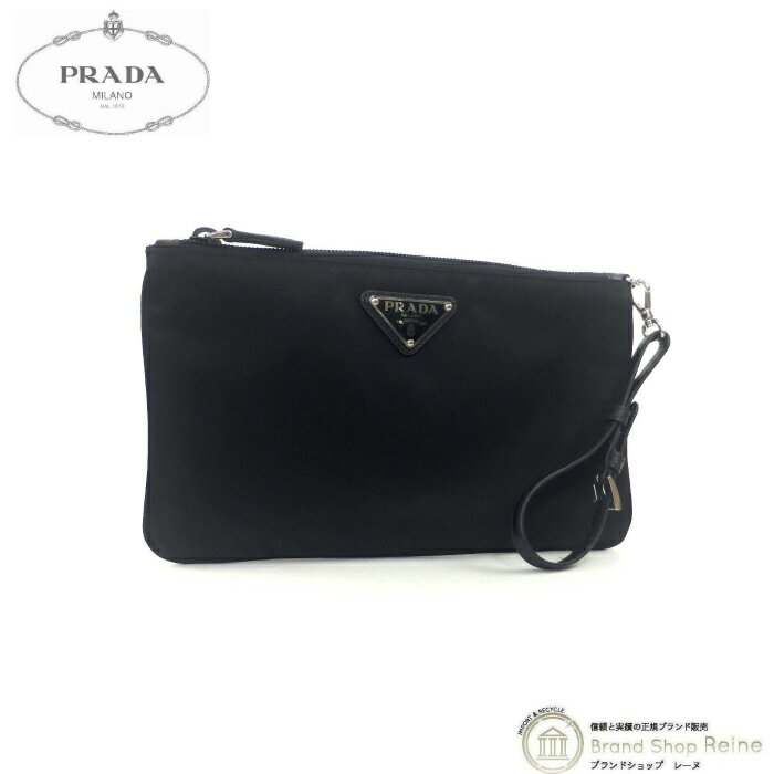 【セール+更に2,000円OFFクーポン!】プラダ （PRADA） ナイロン テスート ポーチ 1NH545 ブラック アウトレット品【美品】 中古