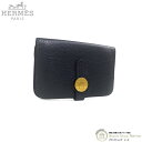 【クーポン利用で値引き!】エルメス (HERMES) ドゴン カードケース 名刺入れ トリヨン ブラック 〇Z刻 GO金具 ヴィンテージ【中古】