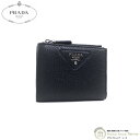 【2,000円OFFクーポンで値引き！】プラダ （PRADA） ヴィッテロダイノ メタル レタリングロゴ コンパクト 二つ折り 財布 1ML050 NERO×SV金具【未使用品】 中古