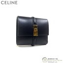 セリーヌ (CELINE) スモールウォレット 16 セーズ コンパクト 三つ折り 財布 10F52 ブラック【美品】 中古