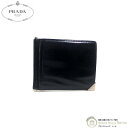 プラダ （PRADA） マネークリップ 二つ折り コンパクト 財布 札入れ NERO メンズ【中古】