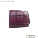 ボッテガ ヴェネタ (BOTTEGA VENETA) マキシイントレ カセット コンパクト 三つ折り財布 667127 ボルドー【中古】