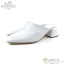 エルメス (HERMES) メドール レザー ミュール サンダル シューズ #37 BL211057Z ホワイト【中古】
