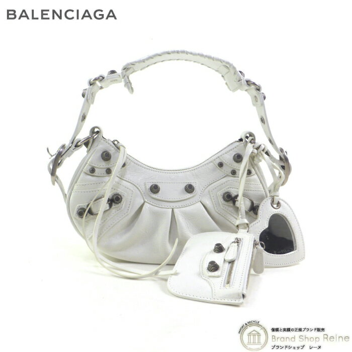 ショルダーバッグ バレンシアガ （BALENCIAGA） Le Cagole ル・カゴール XS アリーナラムスキン ショルダー バッグ 671309 ホワイト×シルバー金具【新品】