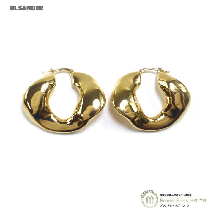 楽天ブランドショップ　Reine【2000円OFFクーポンでお得！】ジルサンダー （JIL SANDER） フープ ツイスト ロゴ ピアス J12VG0061 ゴールド 両耳用【新品】